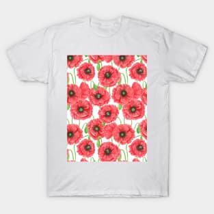 Watercolor poppies floral pattern T-Shirt